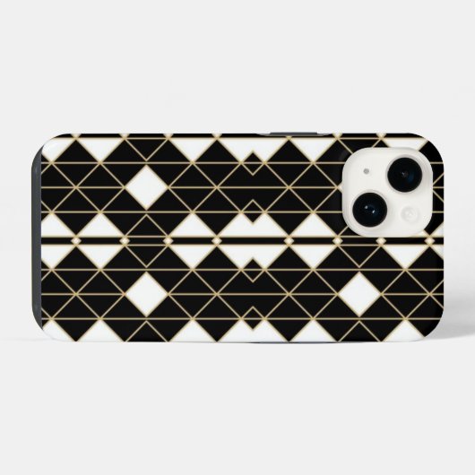 Art Deco Black and Gold Geometric luxury iPhone Hülle (Rückseite (Horizontal))