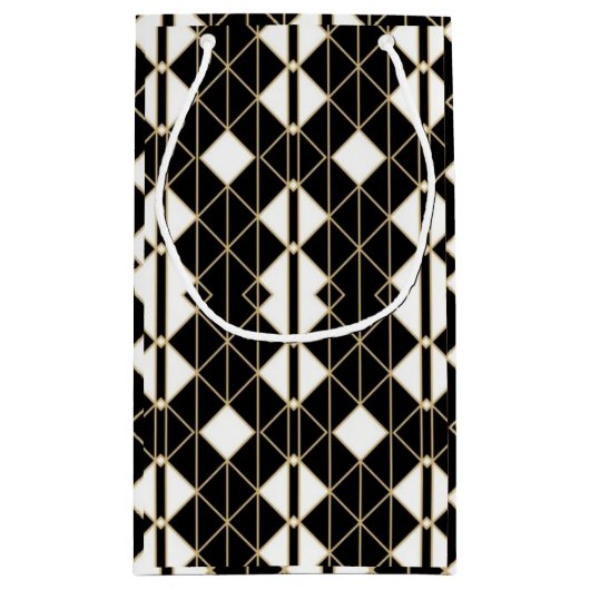 Art Deco Black and Gold Geometric luxury Kleine Geschenktüte (Rückseite)