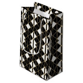 Art Deco Black and Gold Geometric luxury Kleine Geschenktüte (Rückseite Schrägansicht)
