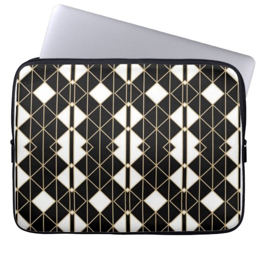 Art Deco Black and Gold Geometric luxury Laptopschutzhülle (Vorderseite)
