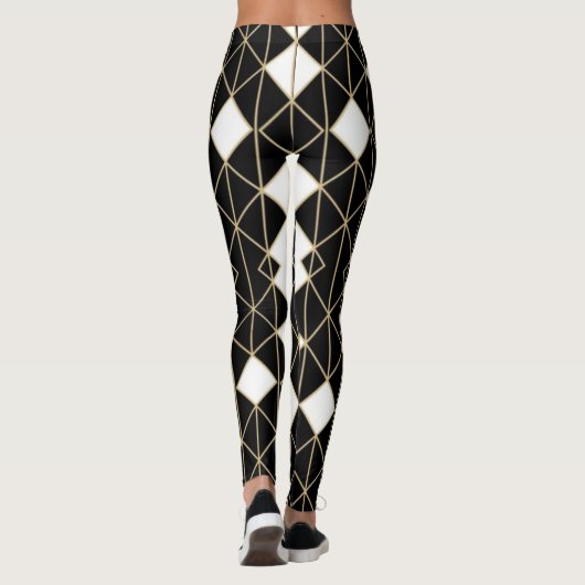 Art Deco Black and Gold Geometric luxury Leggings (Rückseite)