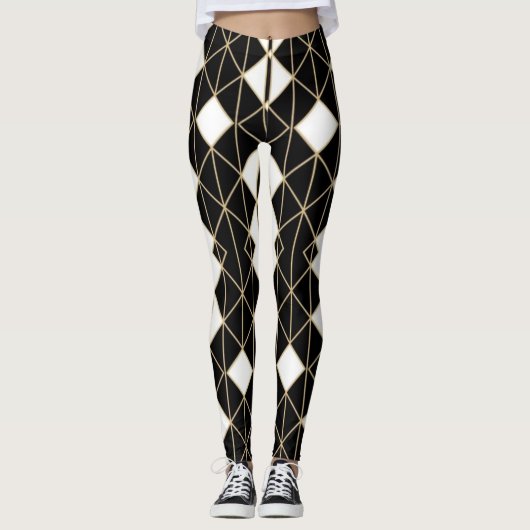 Art Deco Black and Gold Geometric luxury Leggings (Vorderseite)