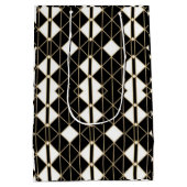 Art Deco Black and Gold Geometric luxury Mittlere Geschenktüte (Rückseite)