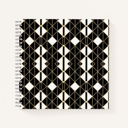 Art Deco Black and Gold Geometric luxury Notizblock (Vorderseite)