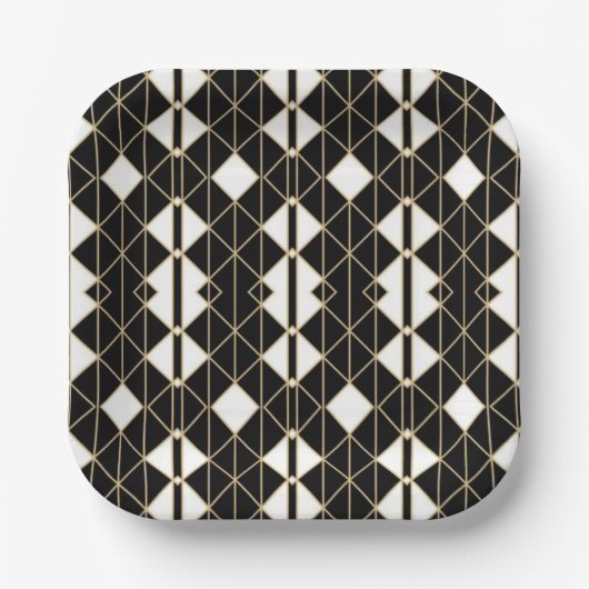 Art Deco Black and Gold Geometric luxury Pappteller (Vorderseite)