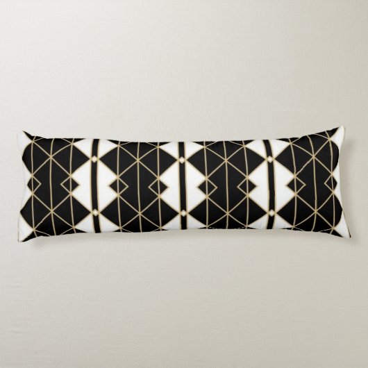 Art Deco Black and Gold Geometric luxury Seitenschläferkissen (Rückseite)