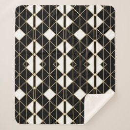 Art Deco Black and Gold Geometric luxury Sherpadecke