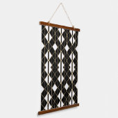 Art Deco Black and Gold Geometric luxury Wandteppich Mit Holzrahmen (Gewinkelt)