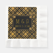 Art Deco Black and Gold Hochzeit Napkins Serviette (Vorderseite)