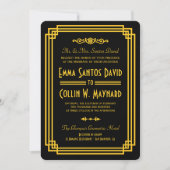 Art Deco Black and Gold Hochzeiten Einladungen (Vorderseite)