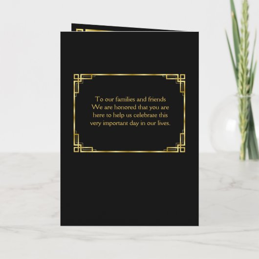 Art Deco Black and Gold Hochzeiten Programm (Rückseite)
