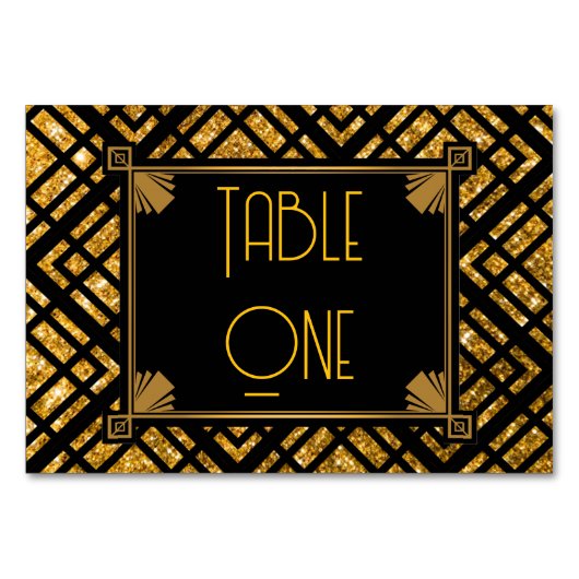 Art Deco Black and Gold Hochzeiten Tischnummern (Vorderseite)