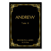 Art Deco Black and Gold Hochzeitskarten Tischnummer (Rückseite)