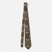 Art Deco Black and Gold Seashell Pattern Neck Tie Krawatte (Rückseite)