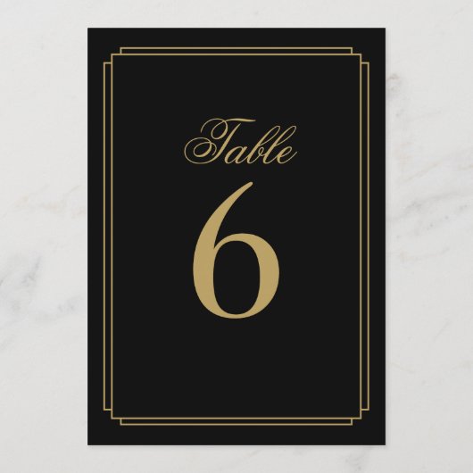 Art Deco Black and Gold Tischnummer (Rückseite)