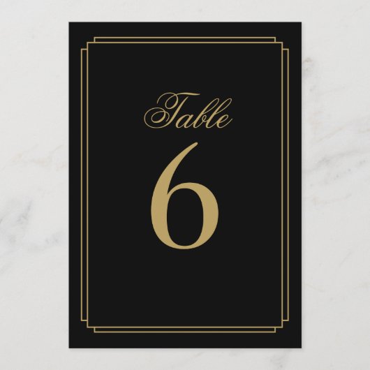 Art Deco Black and Gold Tischnummer (Vorderseite)