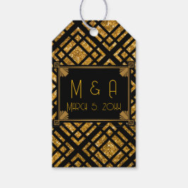 Art Deco Black and Gold Wedding Gift Tags Geschenkanhänger