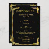 Art Deco Black and Gold Wedding Menu Karte (Vorne/Hinten)