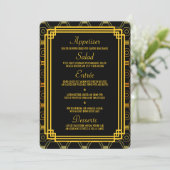 Art Deco Black and Gold Wedding Menü Menükarte (Stehend Vorderseite)