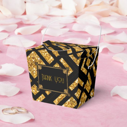 Art Deco Black and Gold Wedding Out Gunst Box Geschenkschachtel (Hochzeit)