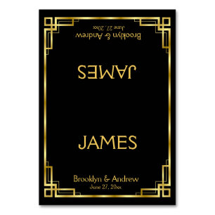 Art Deco Black and Gold Wedding Platzkarte Tischnummer