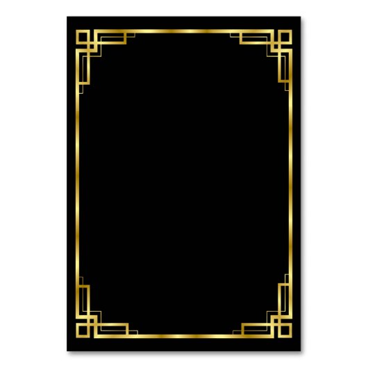 Art Deco Black and Gold Wedding Platzkarte Tischnummer (Rückseite)
