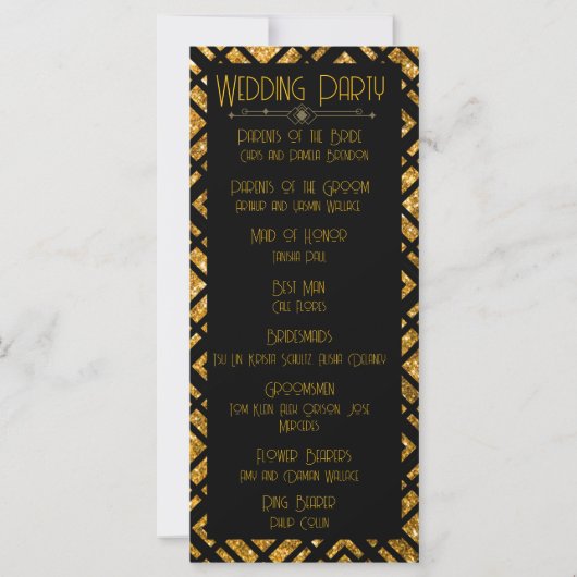 Art Deco Black and Gold Wedding Programm (Rückseite)