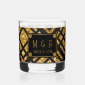 Art Deco Black and Gold Wedding Rocks Glass Whiskyglas (Rückseite)