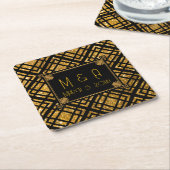 Art Deco Black and Gold Wedding Square Untersetzer (angewinkelt)
