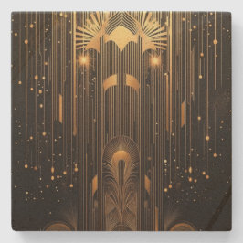 Art Deco Black and Golden Rain Stylish Steinuntersetzer