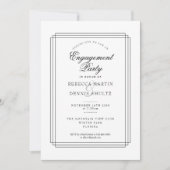 Art Deco Black and White Engagement Party Einladung (Vorderseite)