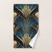 Art Deco Black Blue und Gold symmetrisch Badhandtuch Set (Handtuch)