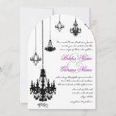 Art Deco Black Candeliers Pink Wedding Einladung (Vorderseite)