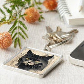 Art Deco Black Cat Schlüsselanhänger (Seite)