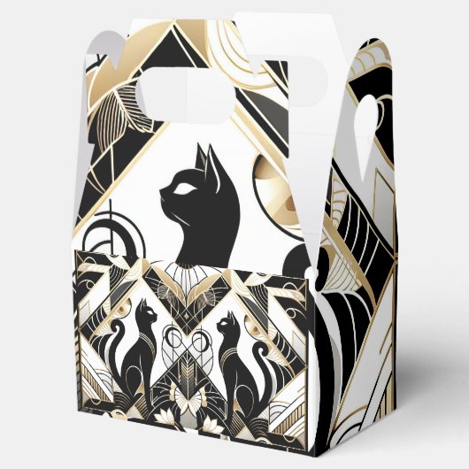 Art Deco Black Cats Geschenkschachtel (Geöffnet)