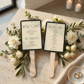 Art Deco Black Cream Wedding Party Program Fan Fächer