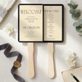 Art Deco Black Cream Wedding Party Program Fan Fächer