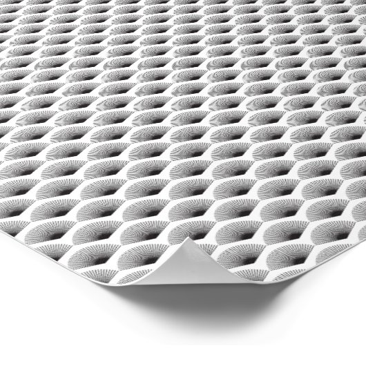 Art Deco Black Fans Muster White Poster (Ecke)