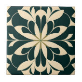 Art Deco Black Floral Fliese (Vorderseite)