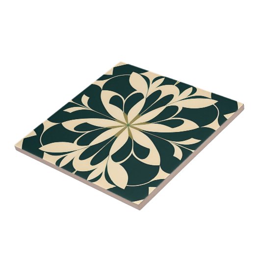 Art Deco Black Floral Fliese (Seite)