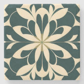 Art Deco Black Floral Steinuntersetzer (Vorderseite)