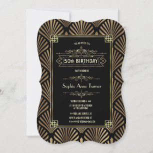 Art Deco Black Gatsby 1920s 50th Birthday Party Einladung