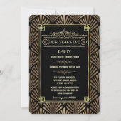 Art Deco Black Gatsby 1920s New Year's Eve Party Einladung (Vorderseite)