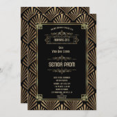 Art Deco Black Gatsby 1920s Style Senior PROM Einladung (Vorne/Hinten)