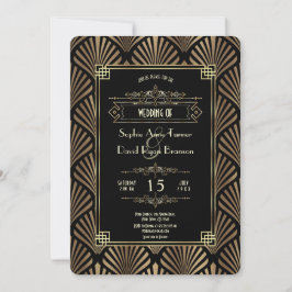 Art Deco Black Gatsby 1920s Style Wedding Einladung