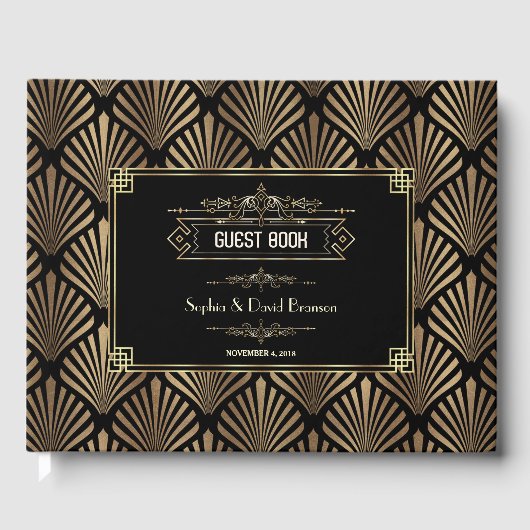 Art Deco Black Gatsby 1920s Style Wedding Gästebuch (Vorderseite)