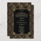 Art Deco Black Gatsby Bachelor Party der 1920er Ja Einladung (Vorne/Hinten)