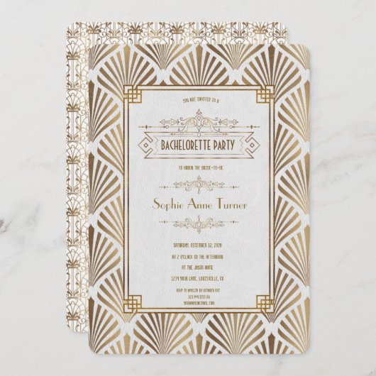 Art Deco Black Gatsby Junggeselinnen-Abschied der Einladung (Vorne/Hinten)