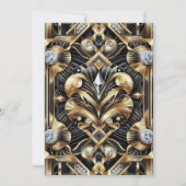 Art Deco Black & Gold Diamond Wedding Invitations Einladung (Rückseite)