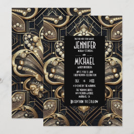 Art Deco Black & Gold Diamond Wedding Invitations Einladung